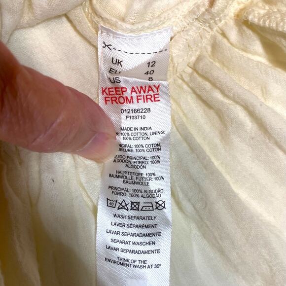 Topshop Cream Granny Square Long Sleeve Ruffle Size 8 Top - Picture 7 of 7